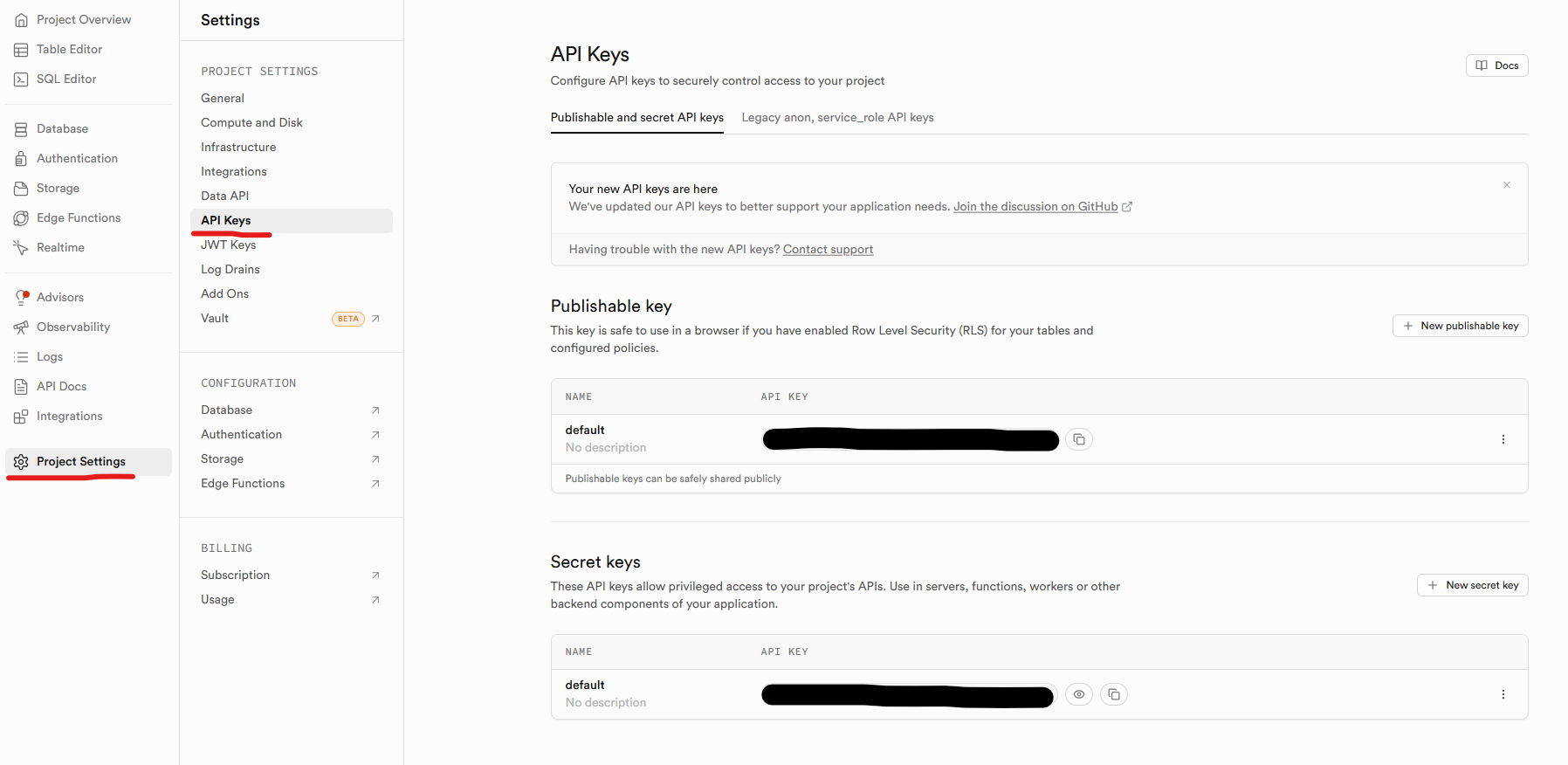 Project Settings > API Keys
